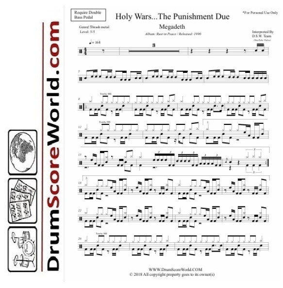 Megadeth - Holy Wars... - Drum Sheet + Play-Along Track Megadeth - Holy Wars... - Drum Sheet + Play-Along Track